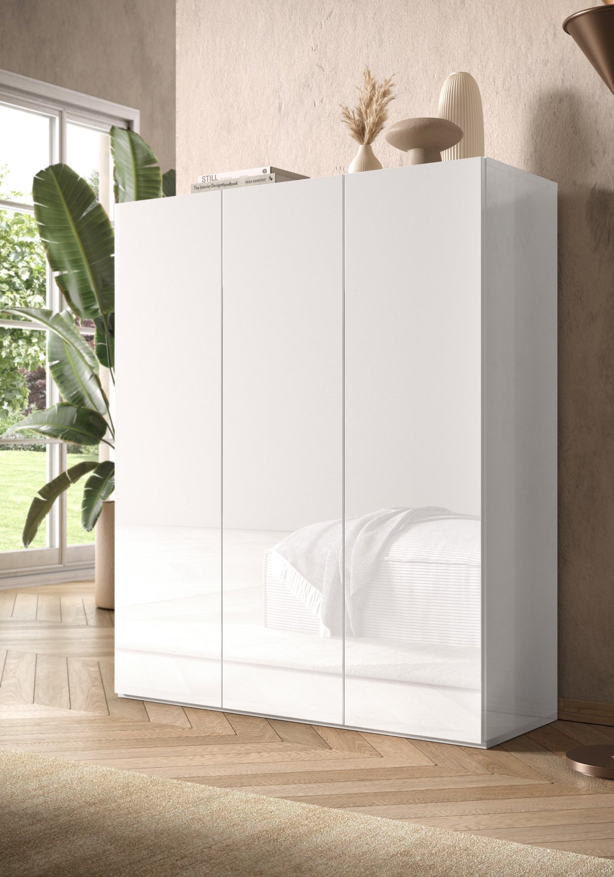 Kompact 3 Door 95cm White Gloss 20 Pair Shoe Storage Cabinet - FurniComp