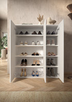 Kompact 3 Door 95cm White Gloss 20 Pair Shoe Storage Cabinet - FurniComp