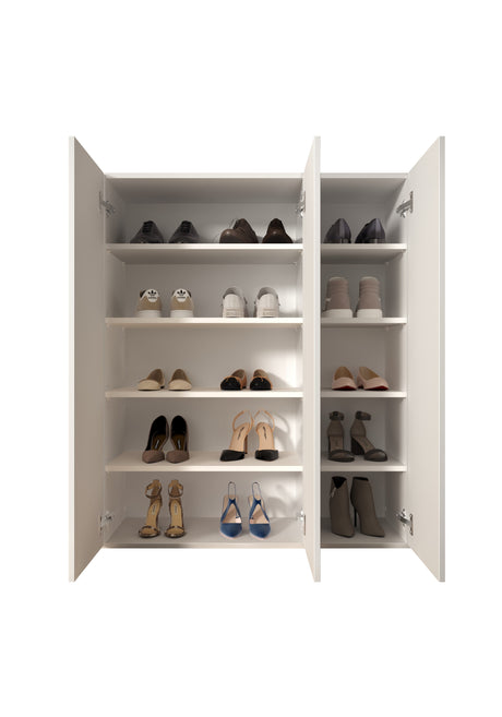 Kompact 3 Door 95cm White Gloss 20 Pair Shoe Storage Cabinet - FurniComp