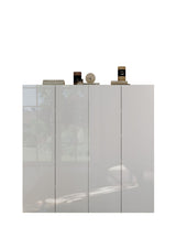 Kompact 4 Door 120cm White Gloss 30 Pair Shoe Storage Cabinet - FurniComp