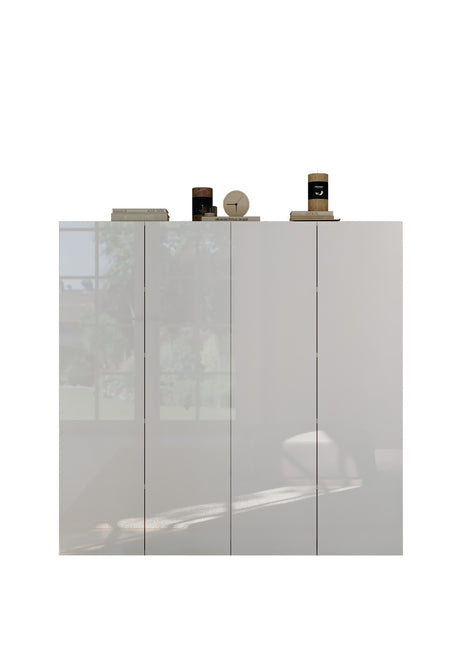 Kompact 4 Door 120cm White Gloss 30 Pair Shoe Storage Cabinet - FurniComp