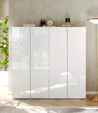 Kompact 4 Door 120cm White Gloss 30 Pair Shoe Storage Cabinet - FurniComp
