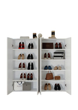 Kompact 4 Door 120cm White Gloss 30 Pair Shoe Storage Cabinet - FurniComp