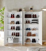Kompact 4 Door 120cm White Gloss 30 Pair Shoe Storage Cabinet - FurniComp
