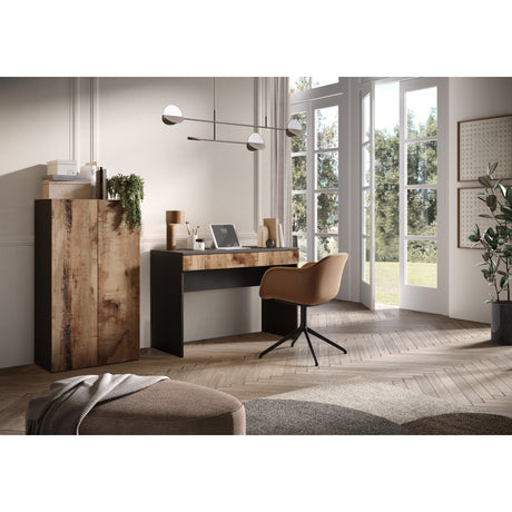 Kompact Large Black and Pero Oak Dressing Table - FurniComp