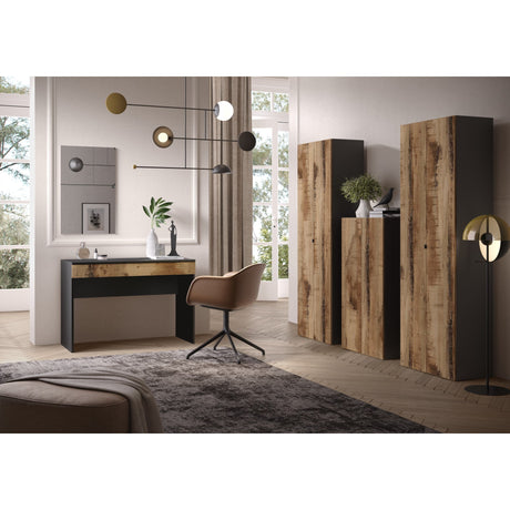 Kompact Large Black and Pero Oak Dressing Table - FurniComp