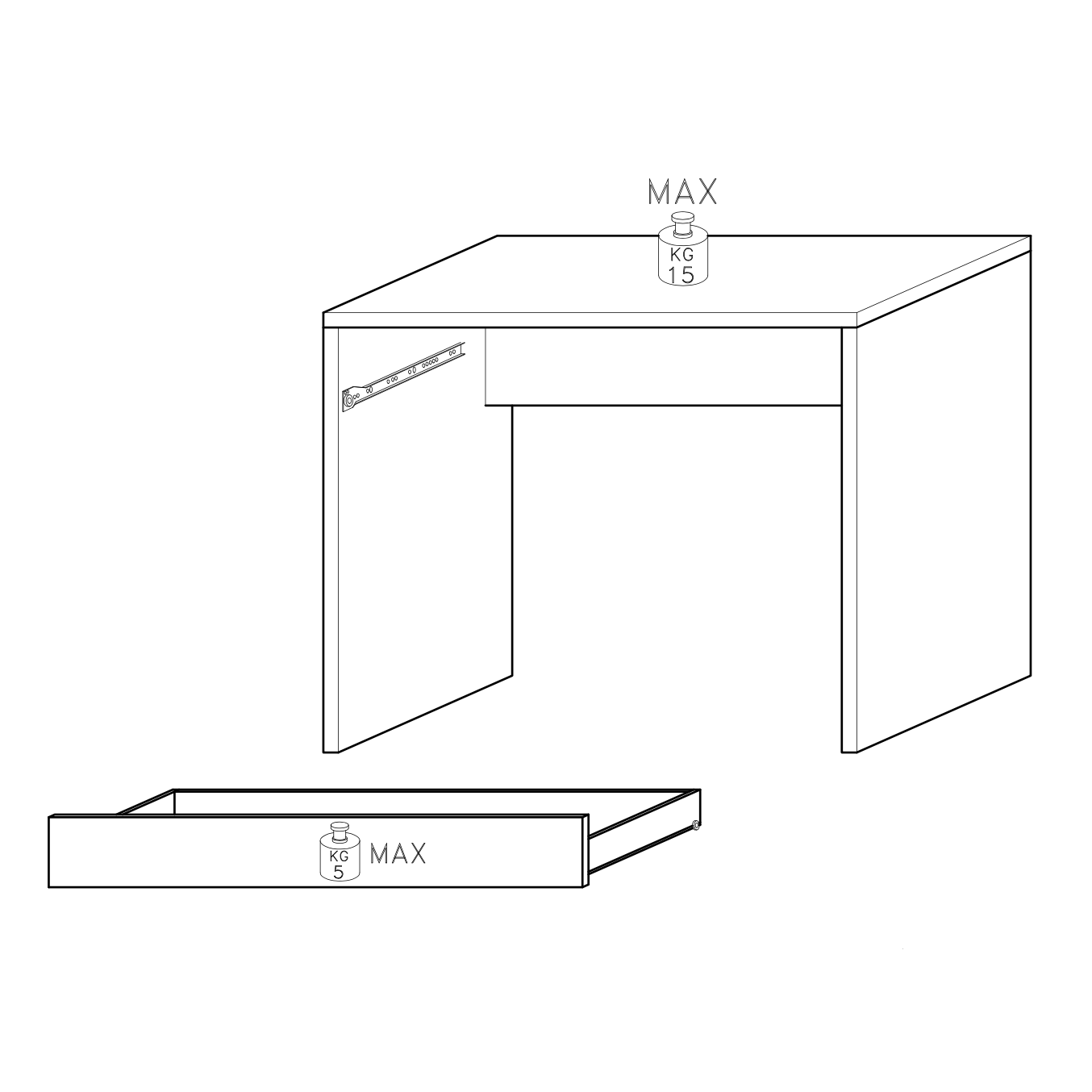 Kompact Small White Gloss Home Office Desk Study Table - FurniComp