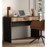 Kompact Large Black and Pero Oak Home Office Desk Study Table - FurniComp