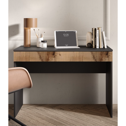 Kompact Large Black and Pero Oak Home Office Desk Study Table - FurniComp