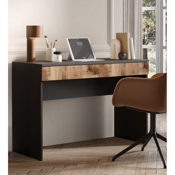 Kompact Large Black and Pero Oak Dressing Table - FurniComp