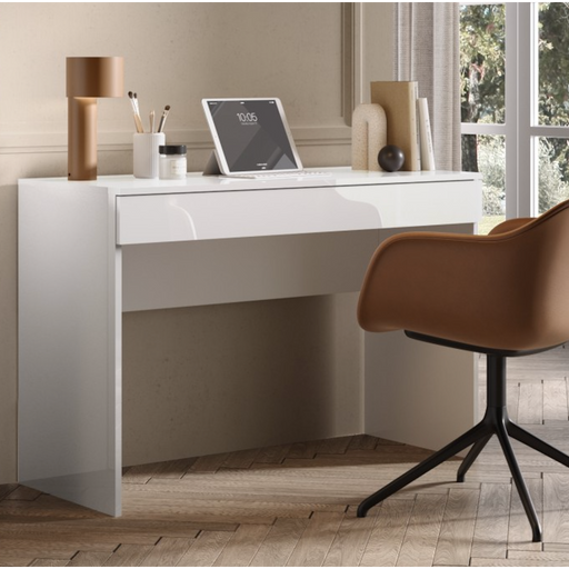 Kompact Large White Gloss Home Office Desk Study Table - FurniComp