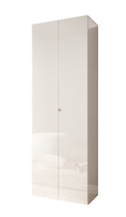 Kompact Multi-Use White Gloss Tall 2 Door Storage Utility Cupboard Cabinet - FurniComp