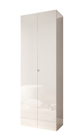 Kompact Multi-Use White Gloss Tall 2 Door Storage Utility Cupboard Cabinet - FurniComp