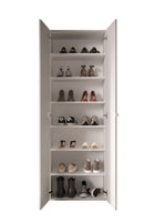 Kompact Multi-Use White Gloss Tall 2 Door Storage Utility Cupboard Cabinet - FurniComp