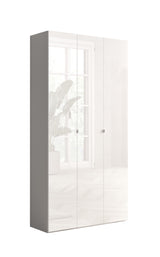 Kompact Multi-Use White Gloss Tall 3 Door Storage Utility Cupboard Cabinet - FurniComp