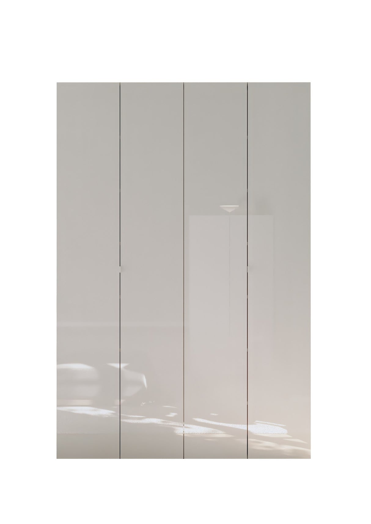 Kompact Multi-Use White Gloss Tall 4 Door Storage Utility Cupboard Cabinet - FurniComp