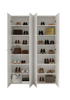 Kompact Multi-Use White Gloss Tall 4 Door Storage Utility Cupboard Cabinet - FurniComp