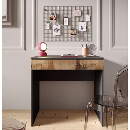 Kompact Small Black and Pero Oak Dressing Table - FurniComp