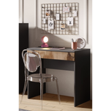 Kompact Small Black and Pero Oak Home Office Desk Study Table - FurniComp