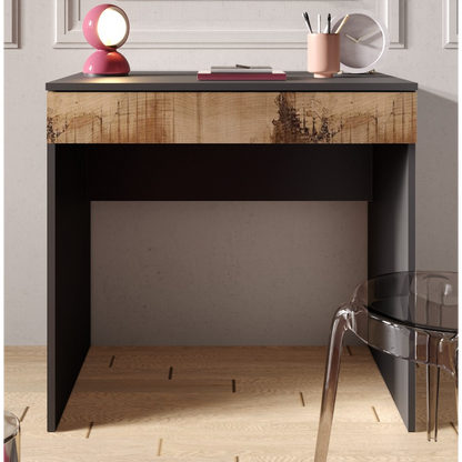 Kompact Small Black and Pero Oak Dressing Table - FurniComp