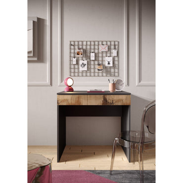 Kompact Small Black and Pero Oak Dressing Table - FurniComp