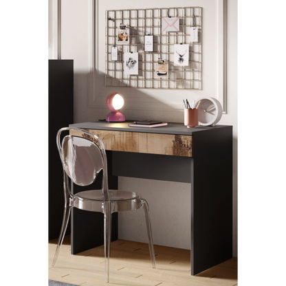 Kompact Small Black and Pero Oak Dressing Table - FurniComp