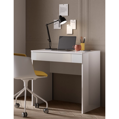 Kompact Small White Gloss Home Office Desk Study Table - FurniComp