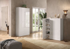 Kompact Multi-Use White Gloss Tall 2 Door Storage Utility Cupboard Cabinet - FurniComp