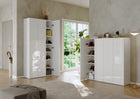 Kompact Multi-Use White Gloss Tall 3 Door Storage Utility Cupboard Cabinet - FurniComp