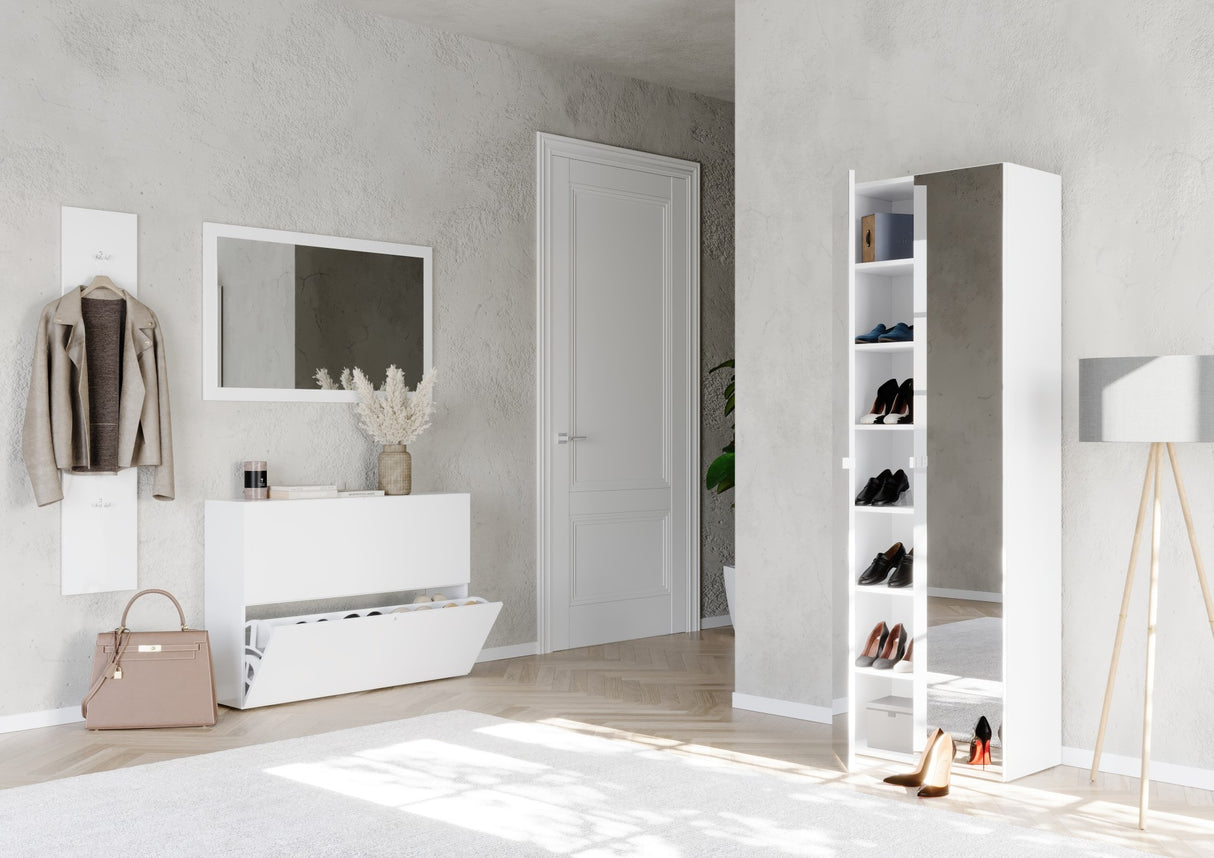Kompact 3 Door 95cm White Gloss 20 Pair Shoe Storage Cabinet - FurniComp