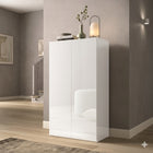 Kompact 2 Door 60cm White Gloss 15 Pair Shoe Storage Cabinet - FurniComp