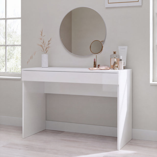 Kompact Large White Gloss Dressing Table - FurniComp