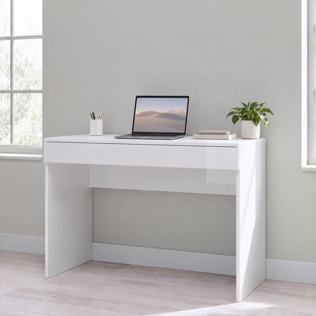 Kompact Large White Gloss Home Office Desk Study Table - FurniComp