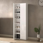 Kompact Multi-Use White Gloss Tall 2 Door Storage Utility Cupboard Cabinet - FurniComp