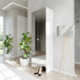 Kompact Multi-Use White Gloss Tall Mirrored 2 Door Storage Utility Cupboard Cabinet - FurniComp