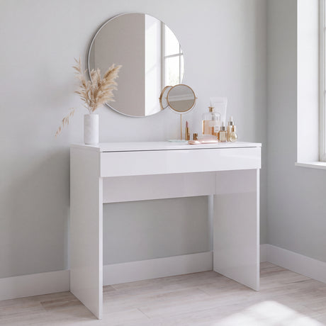 Kompact Small White Gloss Dressing Table - FurniComp