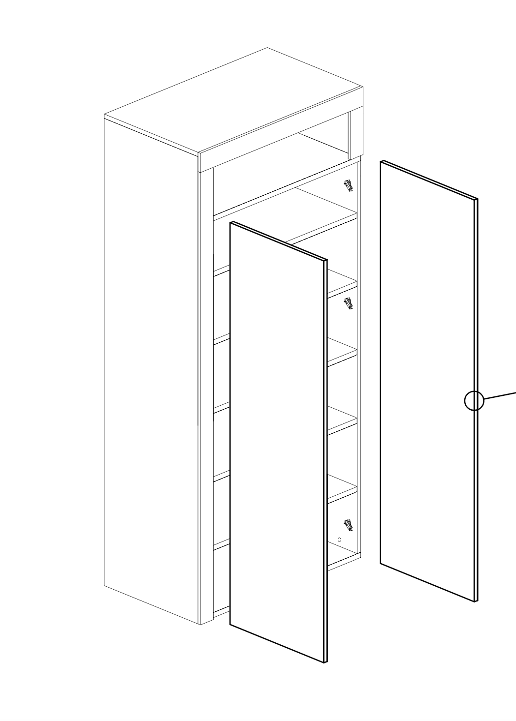 Lorenzo 2 Door White Gloss and Cadiz Oak Tall Bathroom Storage Cupboard - FurniComp