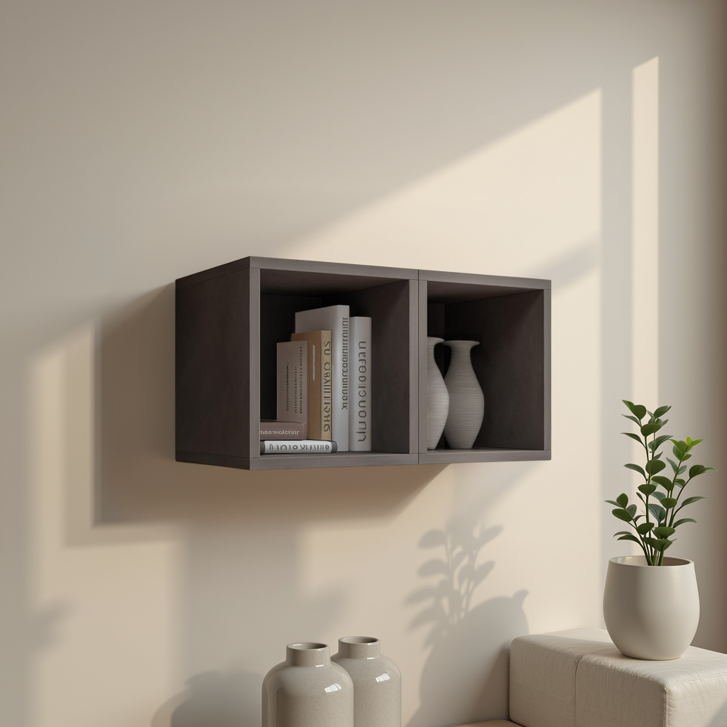 Combo 28cm Floating Wall Cube Set of 2 - Black Lava COM-311-06 - FurniComp