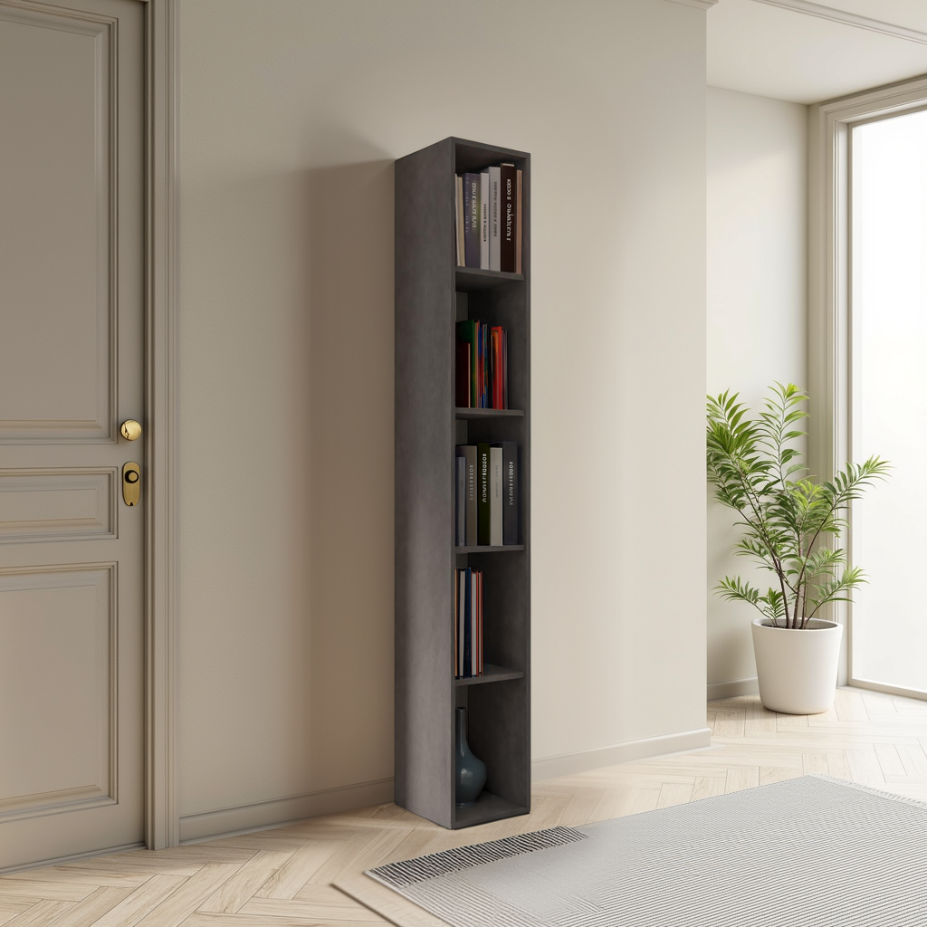 Combo 28cm Tall Narrow Bookcase - Black Lava COM-45-06 - FurniComp