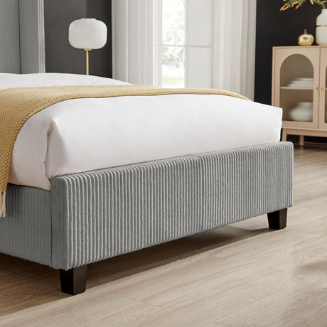 Lawson Grey Cord Fabric Bed Frame - FurniComp