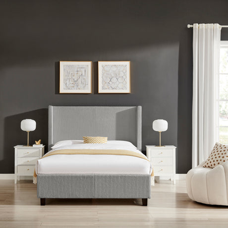 Lawson Grey Cord Fabric Bed Frame - FurniComp