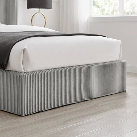 Lawson Grey Cord Fabric Storage Bed Frame - FurniComp
