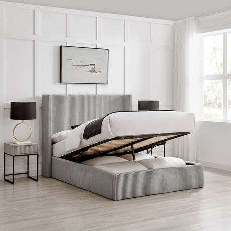 Lawson Grey Cord Fabric Storage Bed Frame - FurniComp