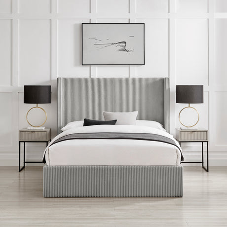 Lawson Grey Cord Fabric Storage Bed Frame - FurniComp