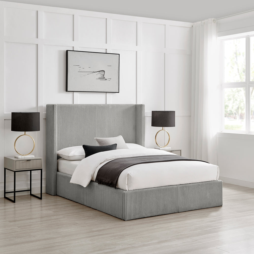 Lawson Grey Cord Fabric Storage Bed Frame - FurniComp