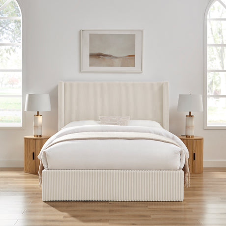 Lawson Natural Cord Fabric Storage Bed Frame - FurniComp