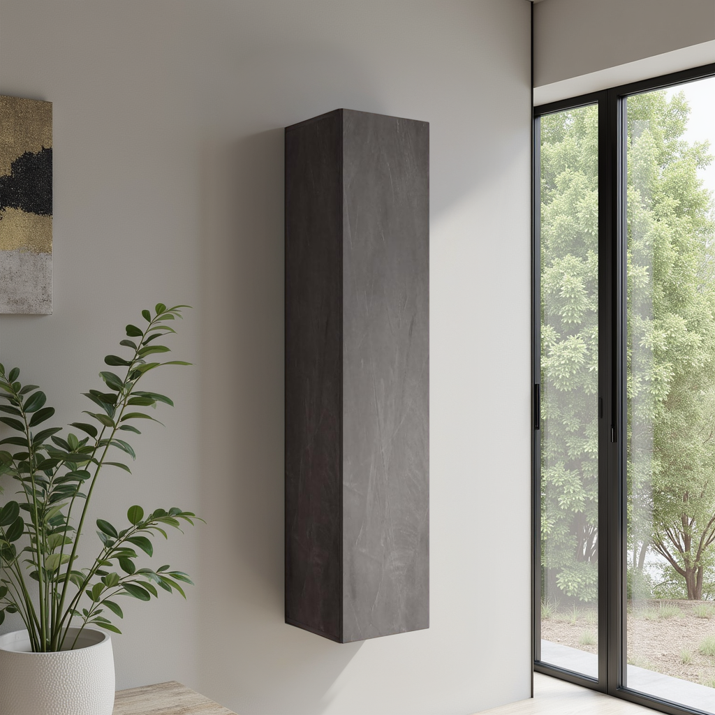 Combo 1 Door 29cm Multipurpose Wall Hung Tall Storage Unit - Lead Grey COM-30-08 - FurniComp