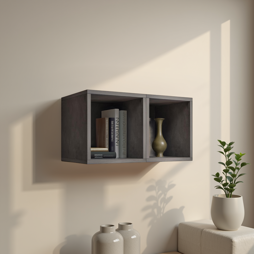 Combo 28cm Floating Wall Cube Set of 2 - Lead Grey COM-311-08 - FurniComp