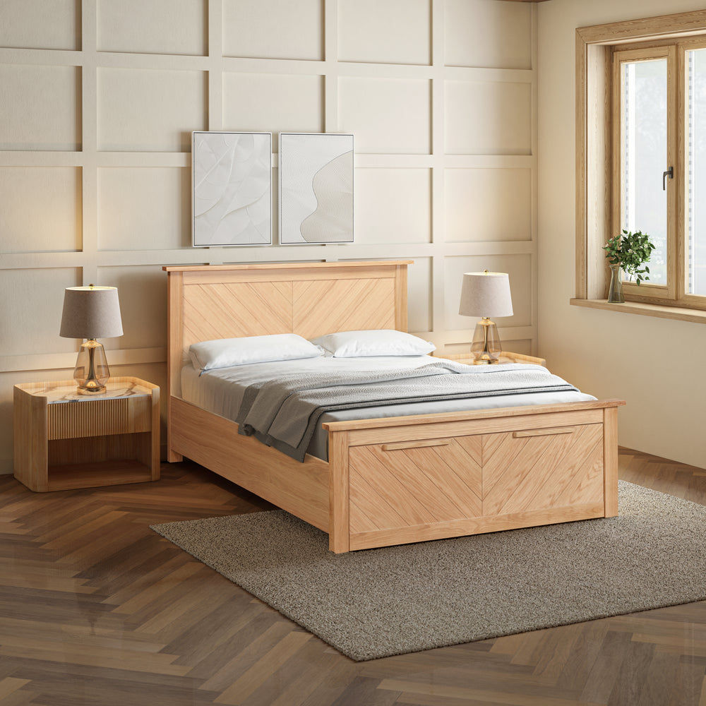 Leo Wooden Oak Storage Bed Frame