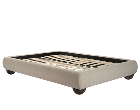 Leona Beige Fabric Bed Frame - FurniComp